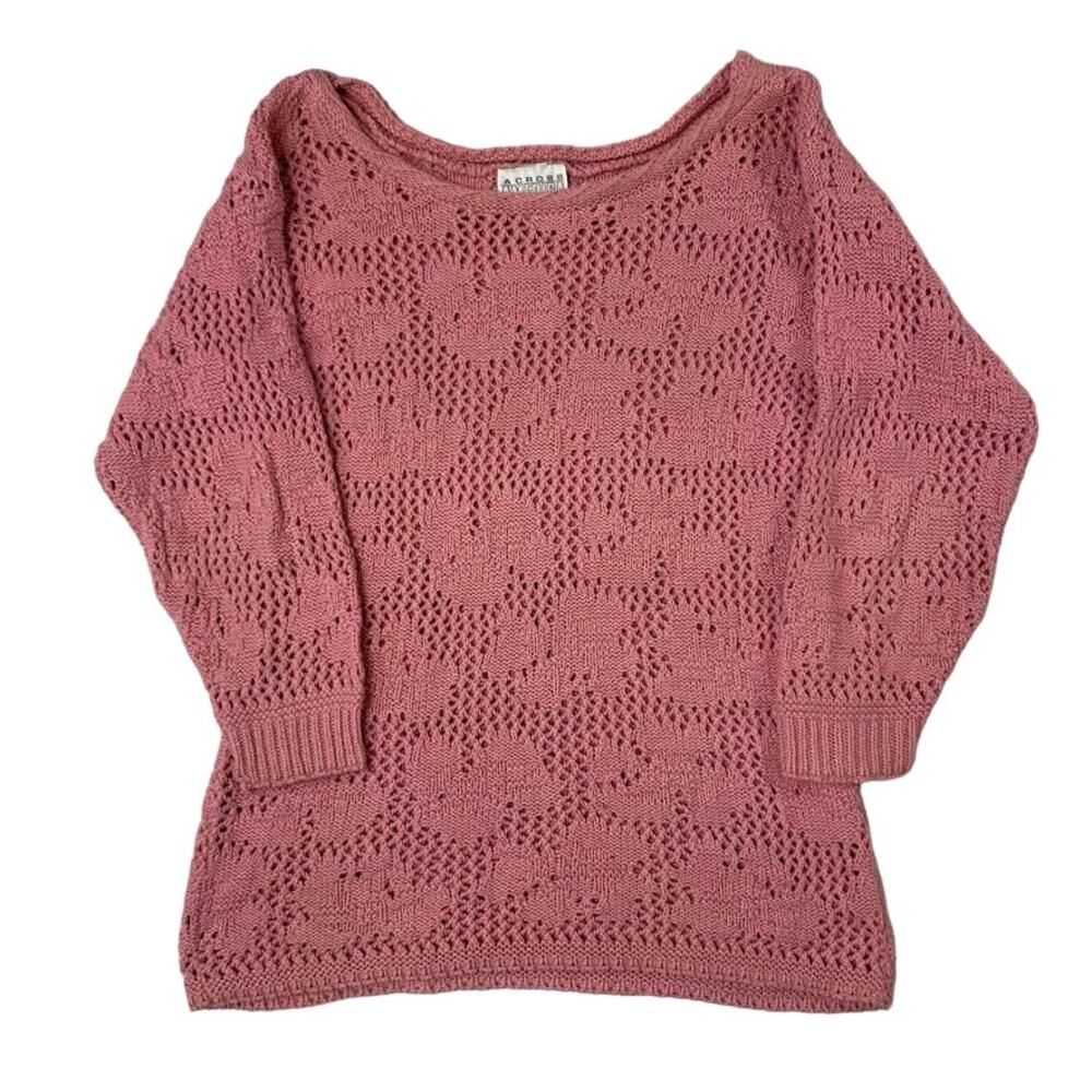 90s Pink Cozy Long Sleeve Soft Girl Layering Open knit sweater